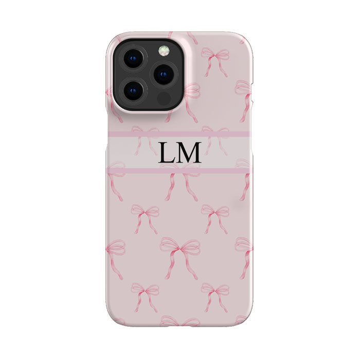 Personalised Pink Bows Stripe initials Phone Case