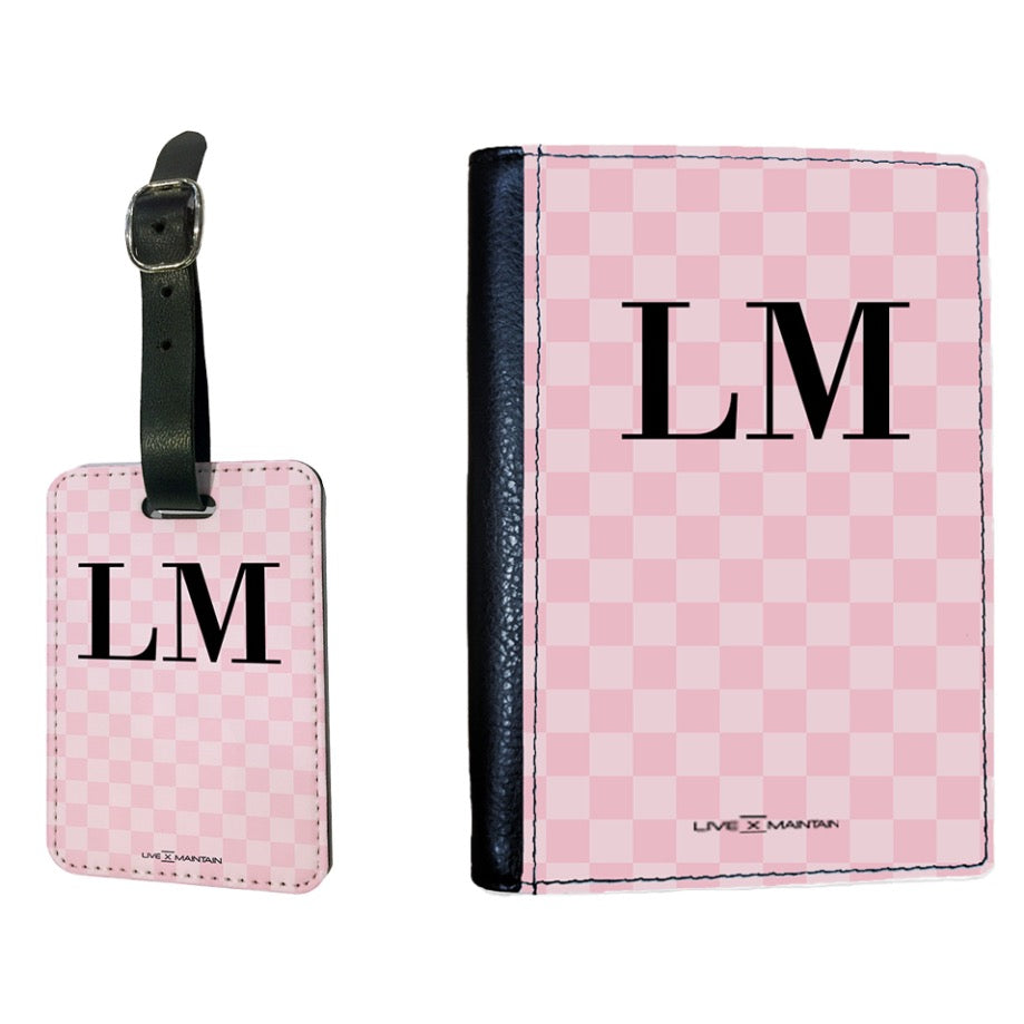 Personalised Pink Square initials Passport Cover