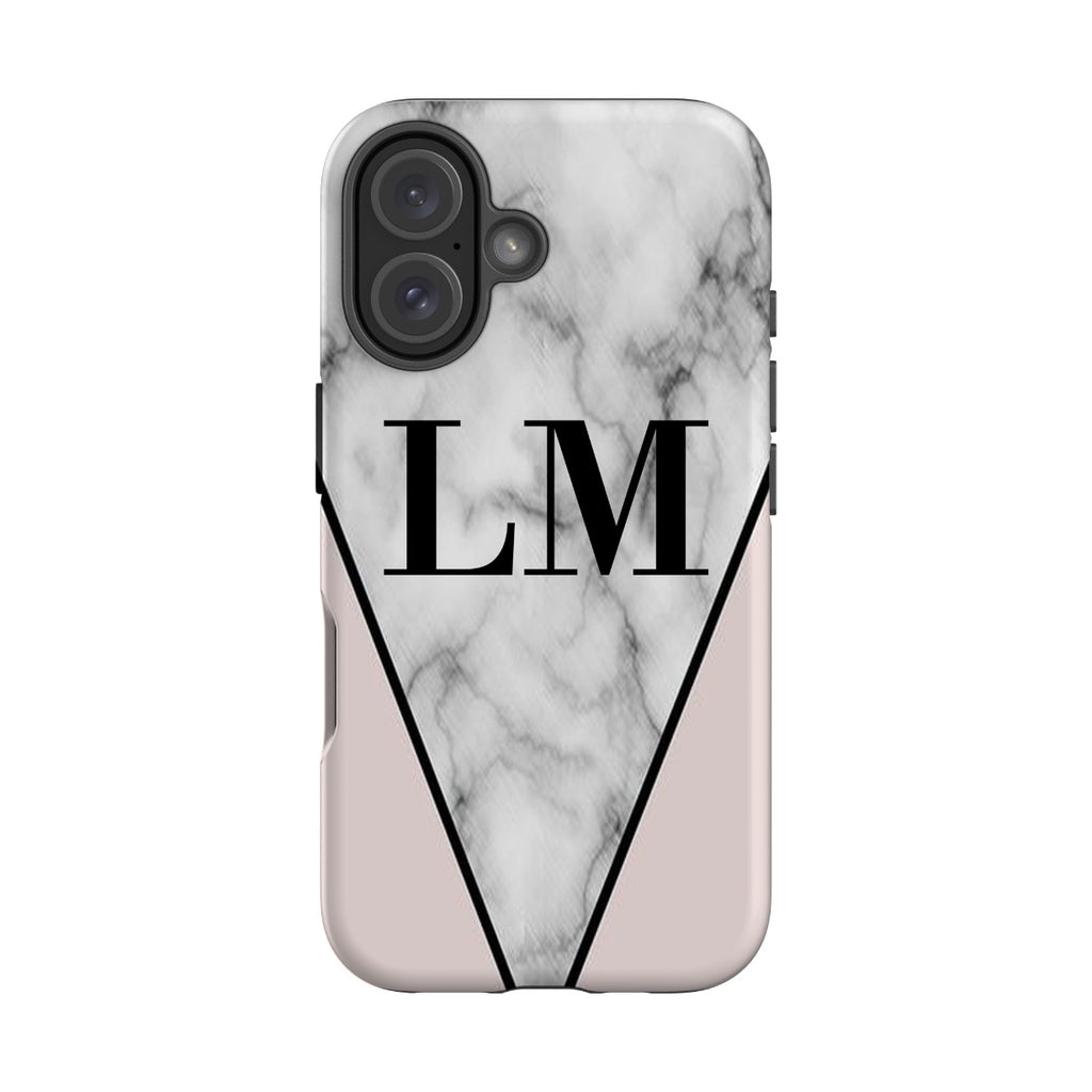 Personalised Pink x Grey Marble iPhone 16 Case
