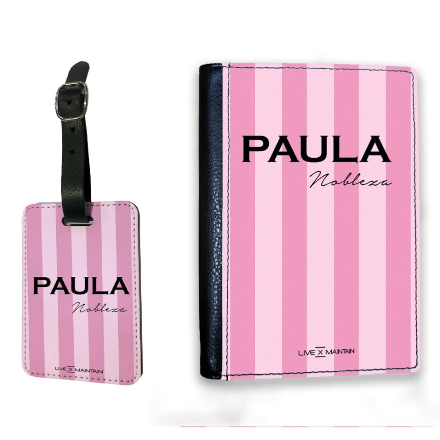 Personalised Pink Stripe Luggage Tag