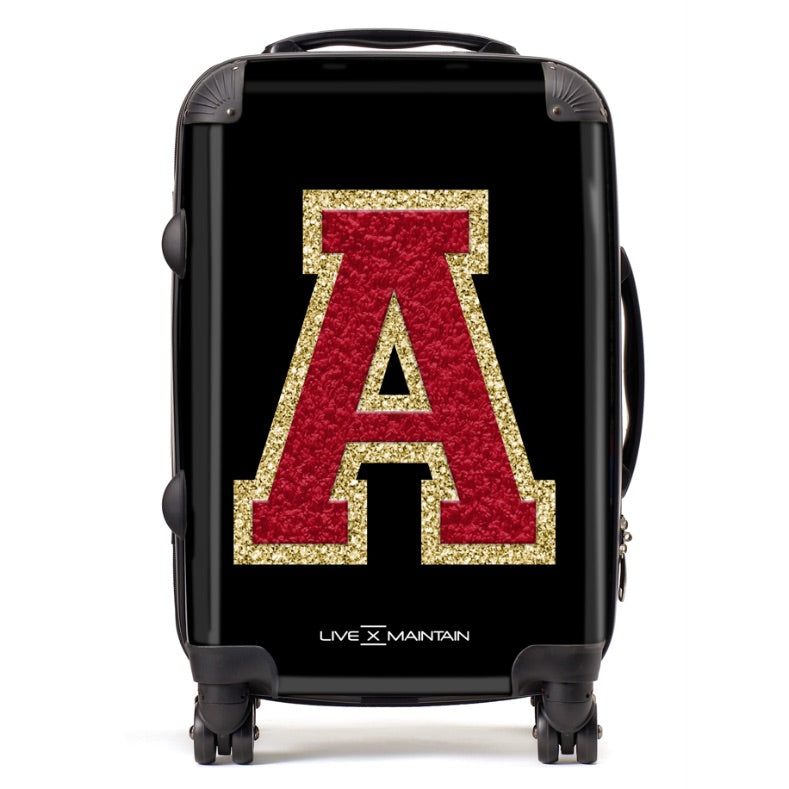 Personalised Red Varsity Initial Suitcase
