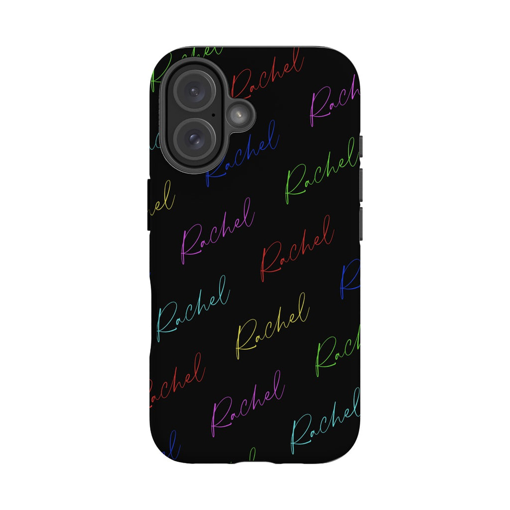 Personalised Black Multicolor Script Name iPhone 16 Case
