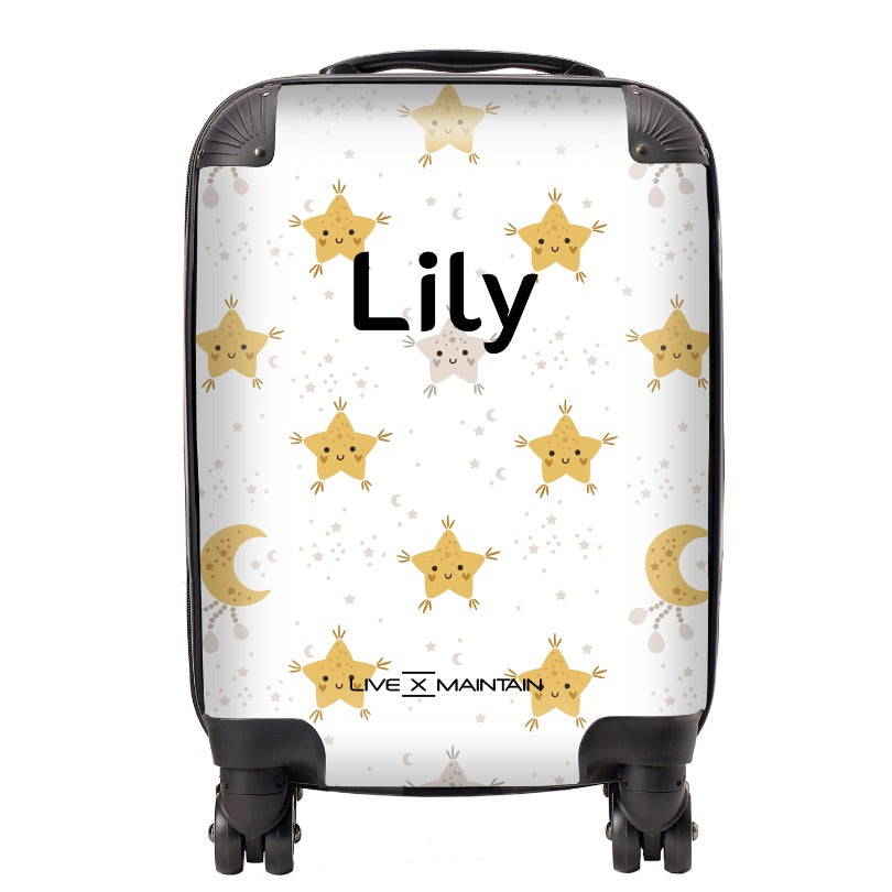 Personalised Star and Moon Name Kids Suitcase LIVE x MAINTAIN