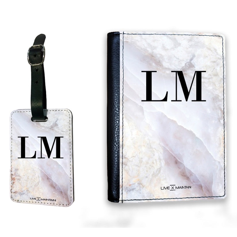 Personalised Stone Marble Marble Initials Luggage Tag