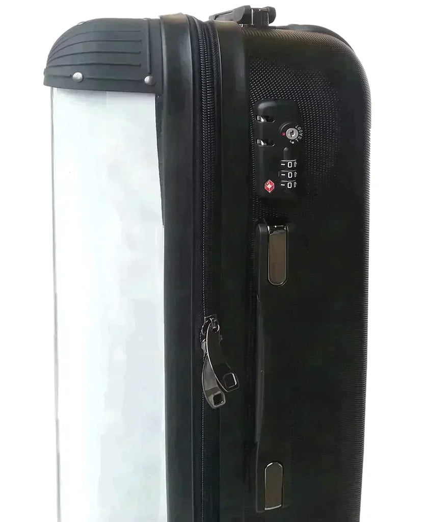 Plain black suitcase sales