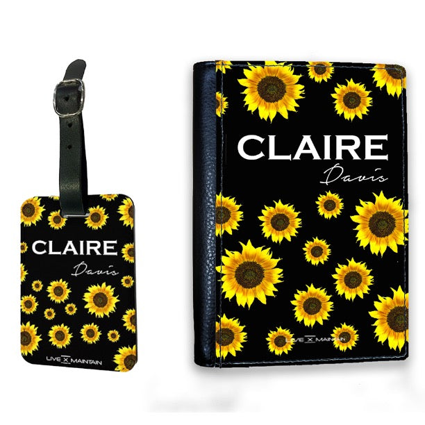 Personalised Sunflower Name Luggage Tag