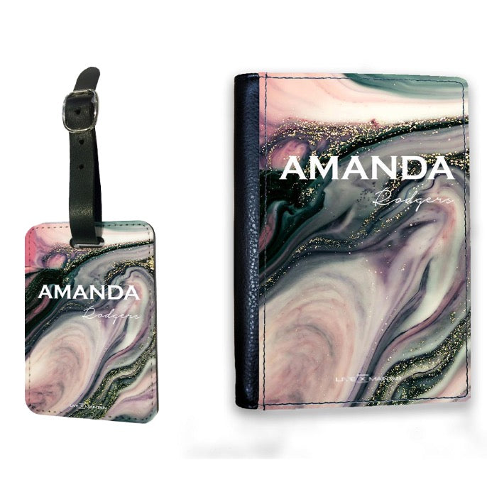 Personalised Swirl Marble Name Passport Cover