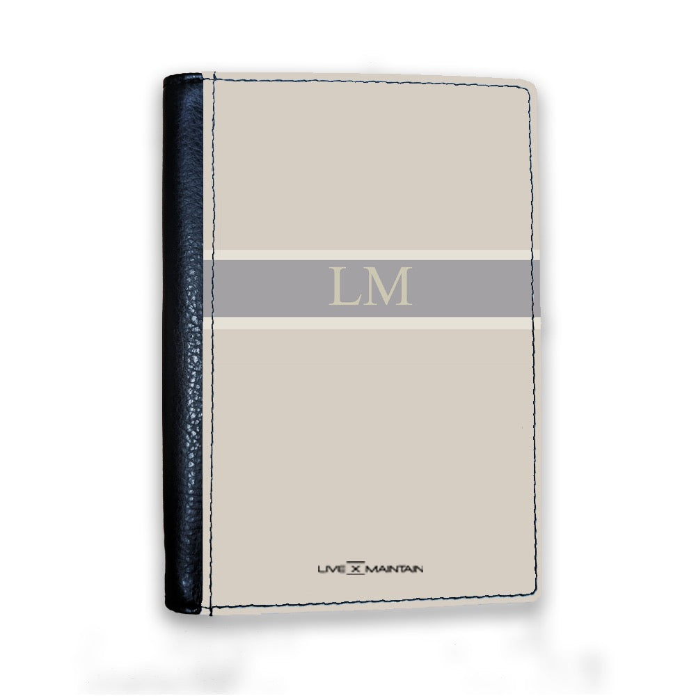 Personalised Beige Stripe Initials Passport Cover