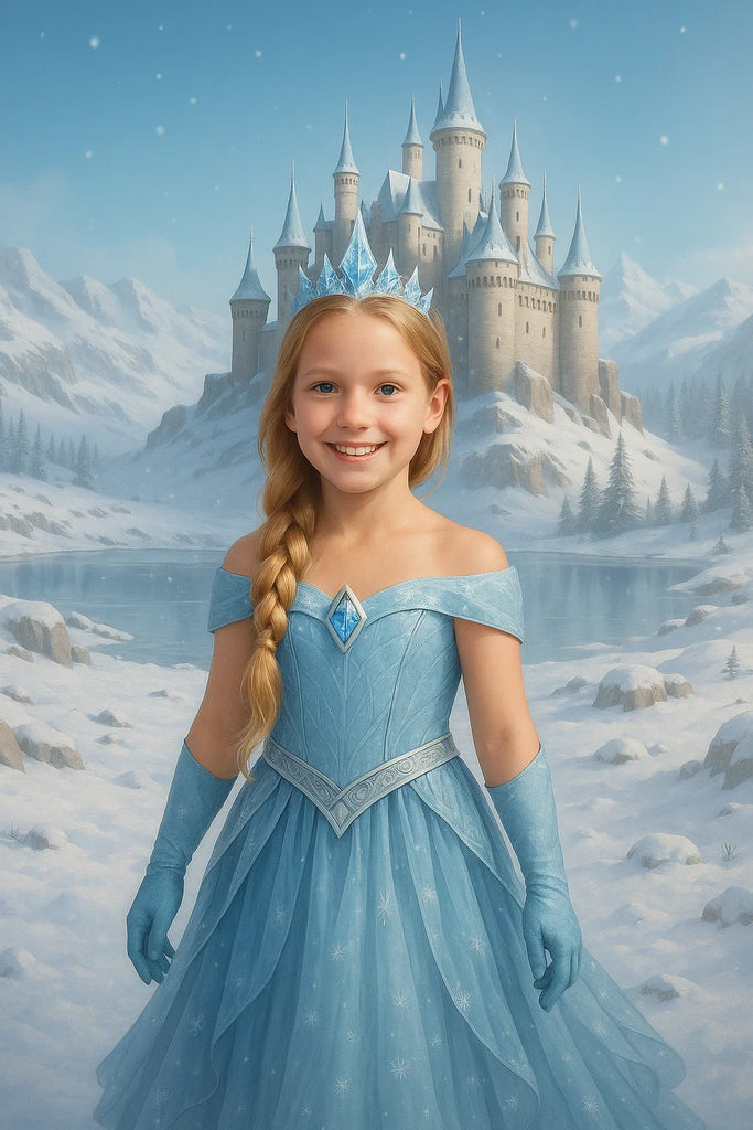 Personalised Ice Princess Portrait Mounted Canvas Print
