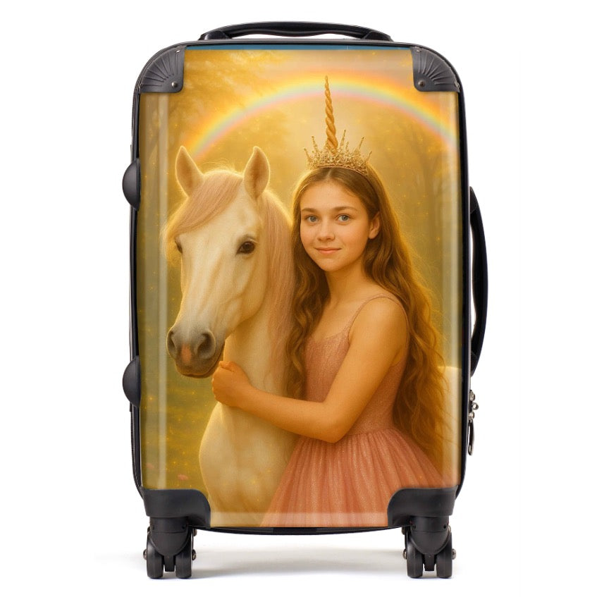 Personalised Unicorn Crown Princess Suitcase
