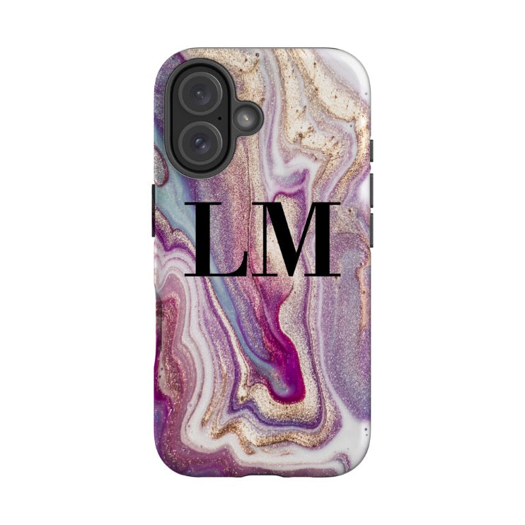 Personalised Violet Marble Initials iPhone 16 Case