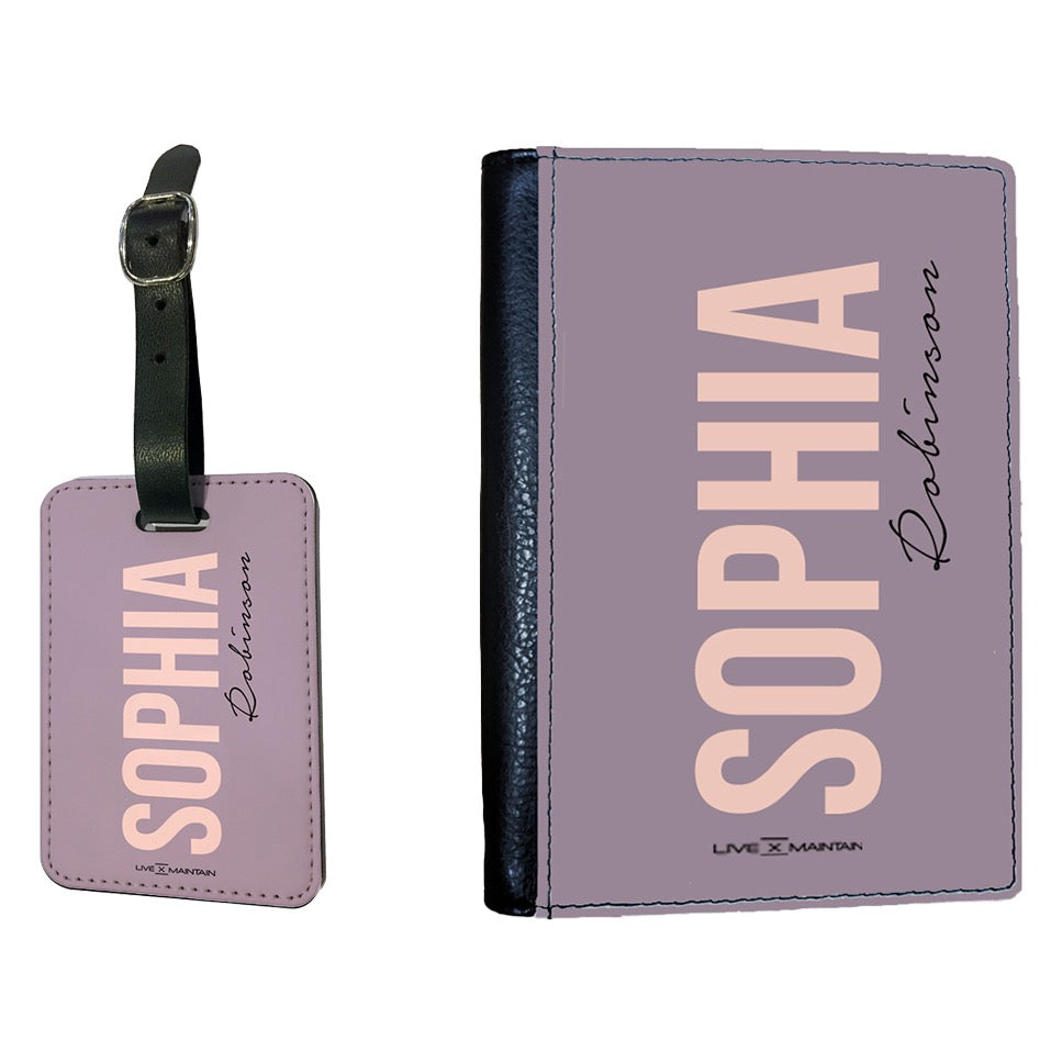 Personalised Violet Pink Side Name Passport Cover