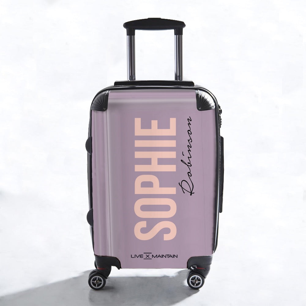 Personalised Violet Pink Side Name Suitcase