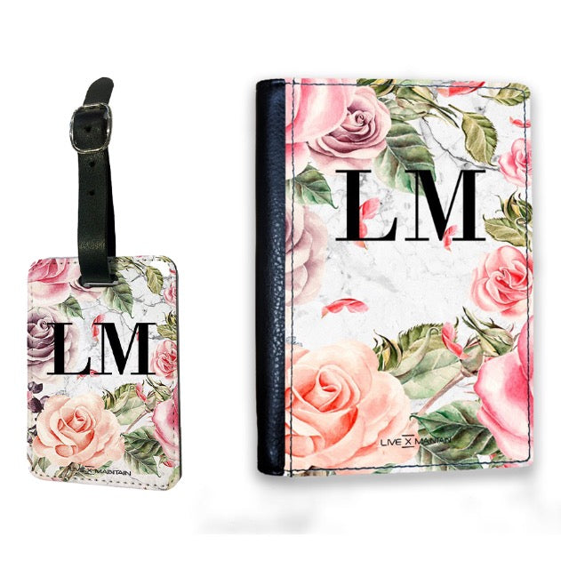 Personalised Watercolor Floral Initials Luggage Tag