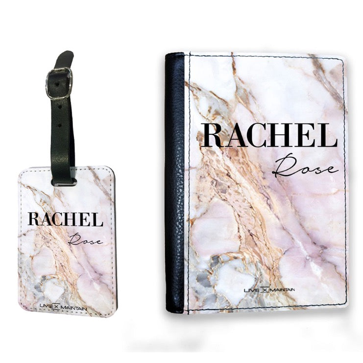 Personalised White Galaxy Marble Name Passport Cover