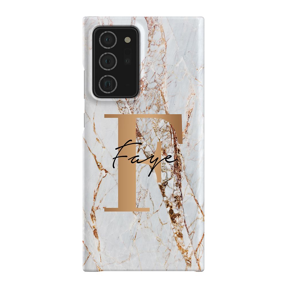 Personalised Cracked Marble Bronze Initials Samsung Galaxy Note 20 Ultra Case