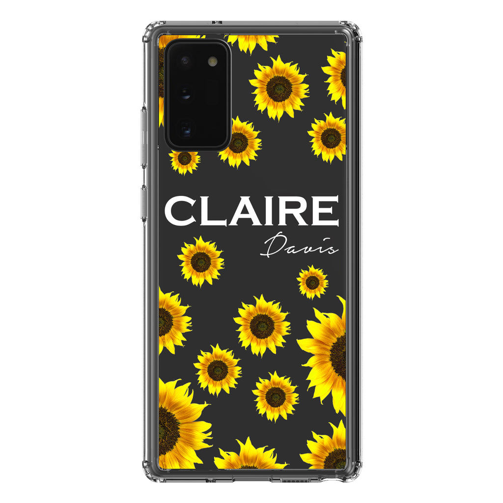 Personalised Sunflower Name Samsung Galaxy Note 20 Clear Case
