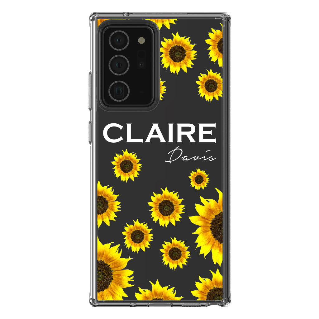 Personalised Sunflower Name Samsung Galaxy Note 20 Ultra Clear Case