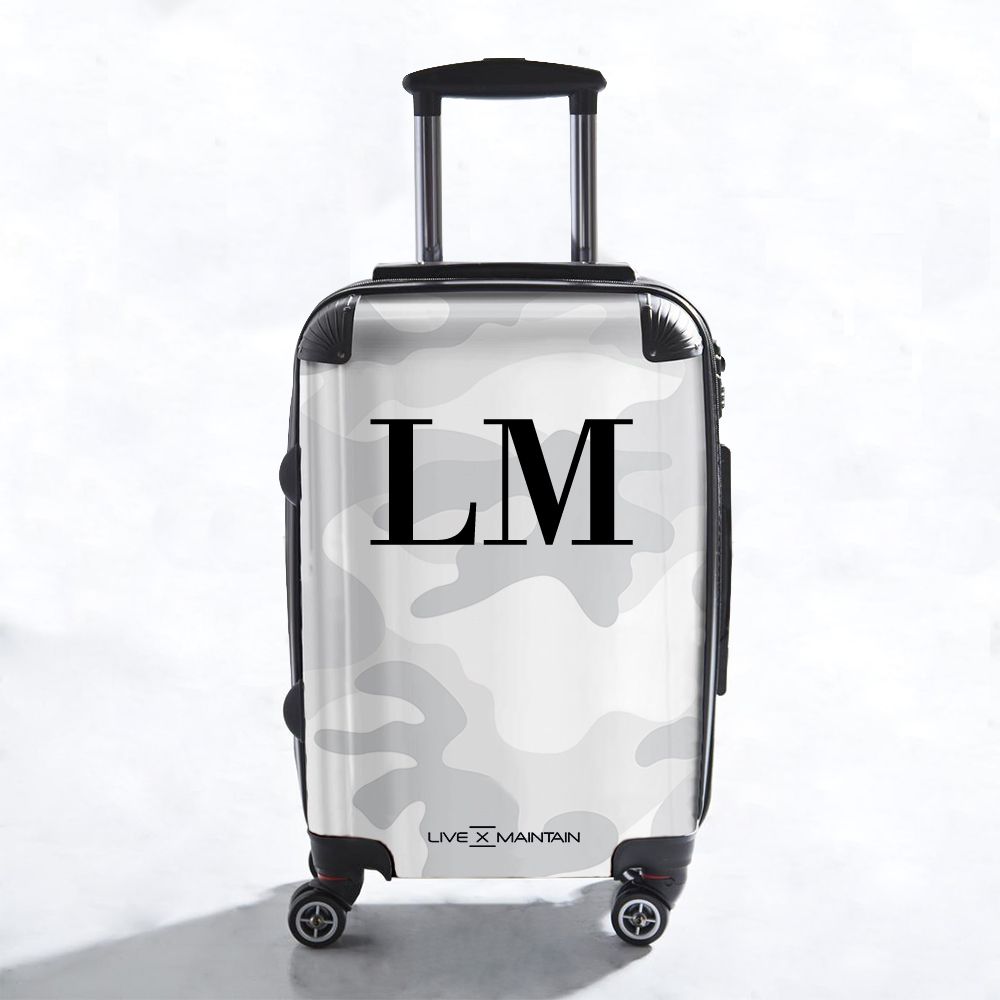 Personalised White Camouflage Initials Suitcase