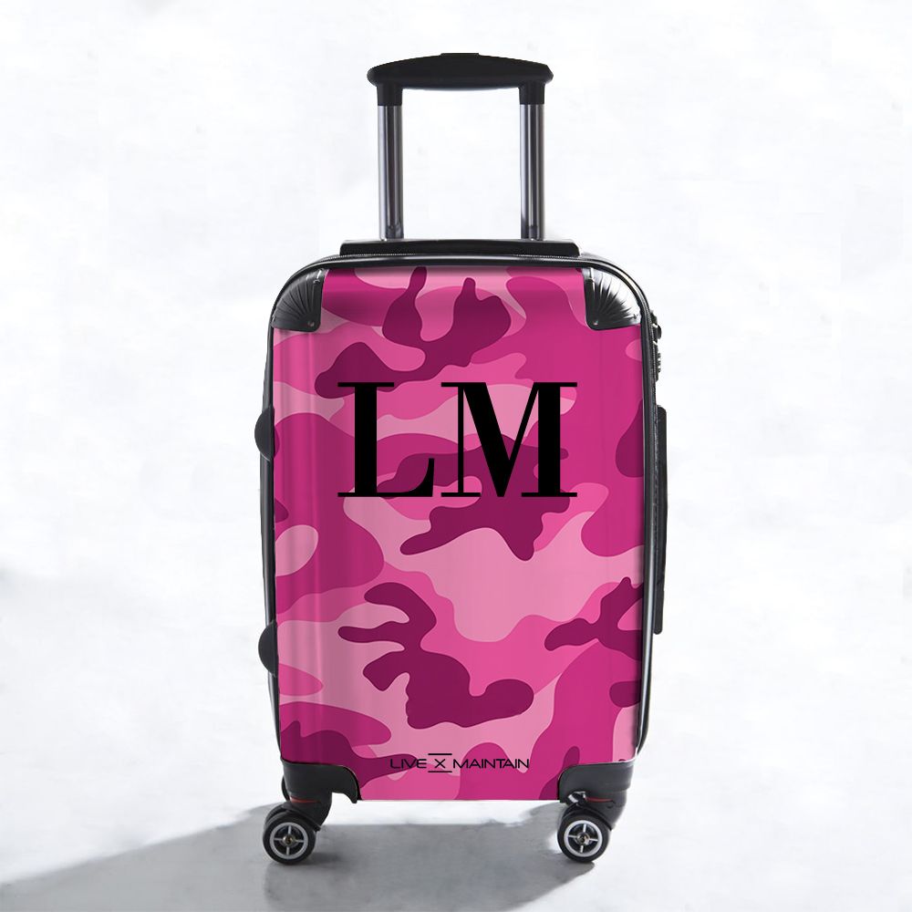 Personalised Pink Camouflage Initials Suitcase