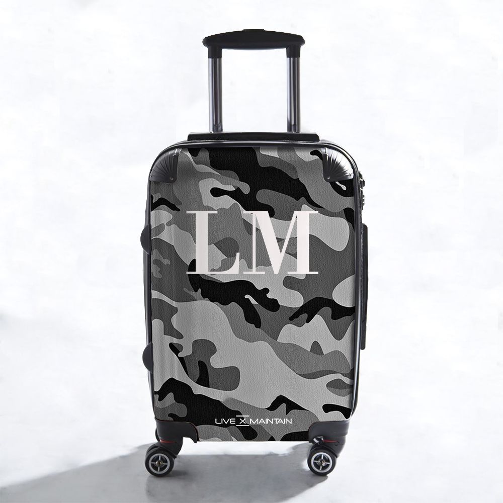 Personalised Grey Camouflage Initials Suitcase