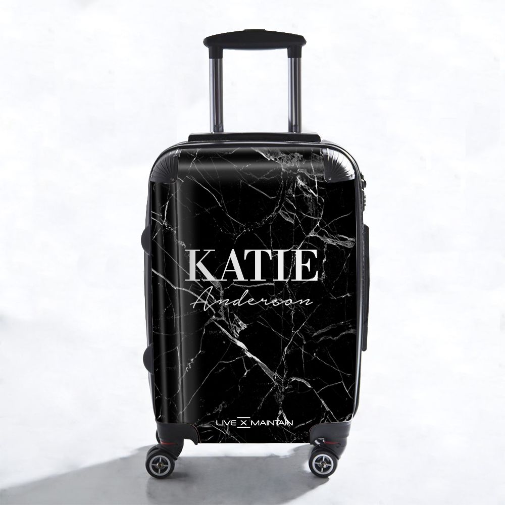 Personalised Black Marble Name Suitcase