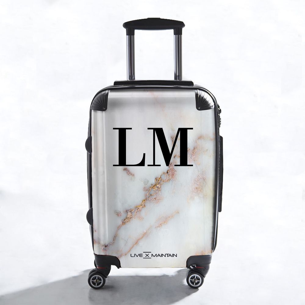 Personalised Gold Stained Marble Initials Suitcase