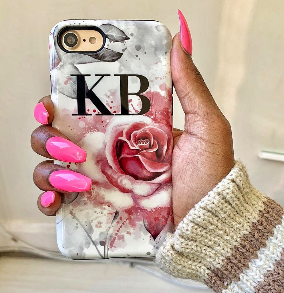 Personalised Floral Rose Initials Samsung Galaxy S8 Case