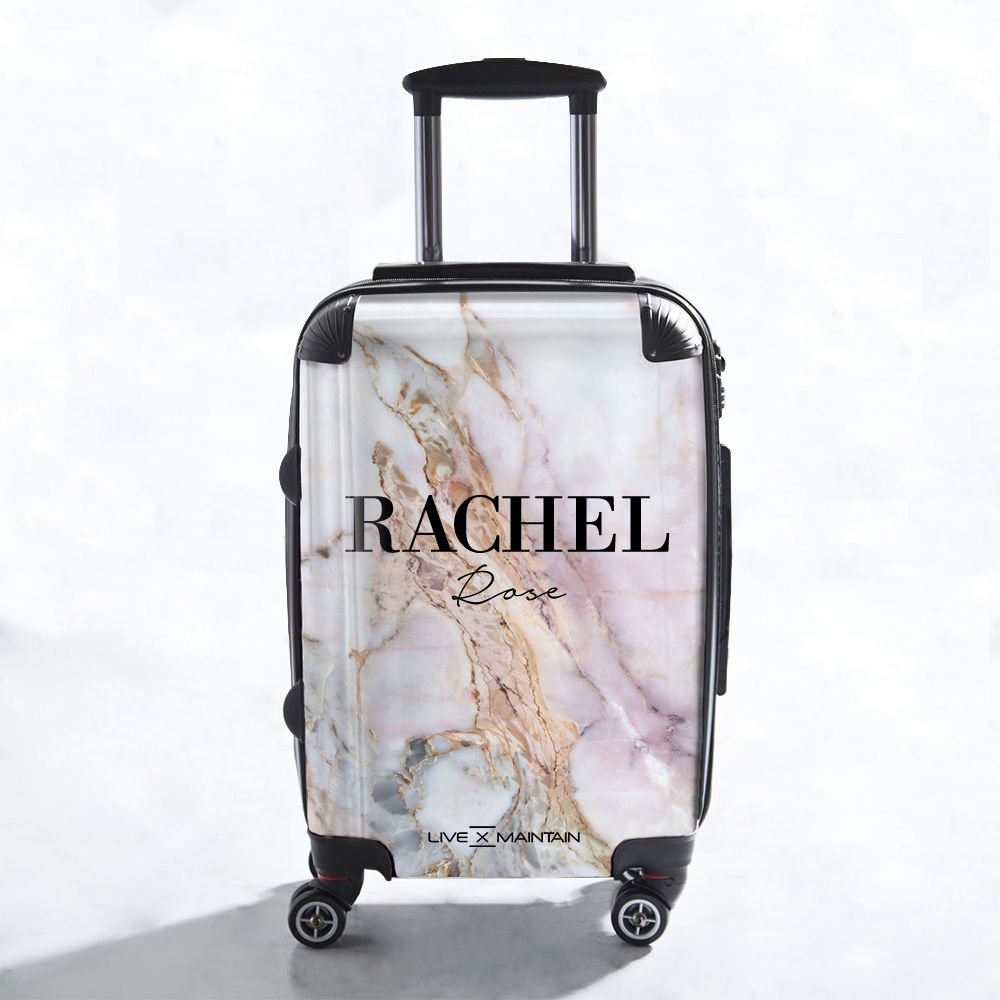 Personalised White Galaxy Marble Name Suitcase