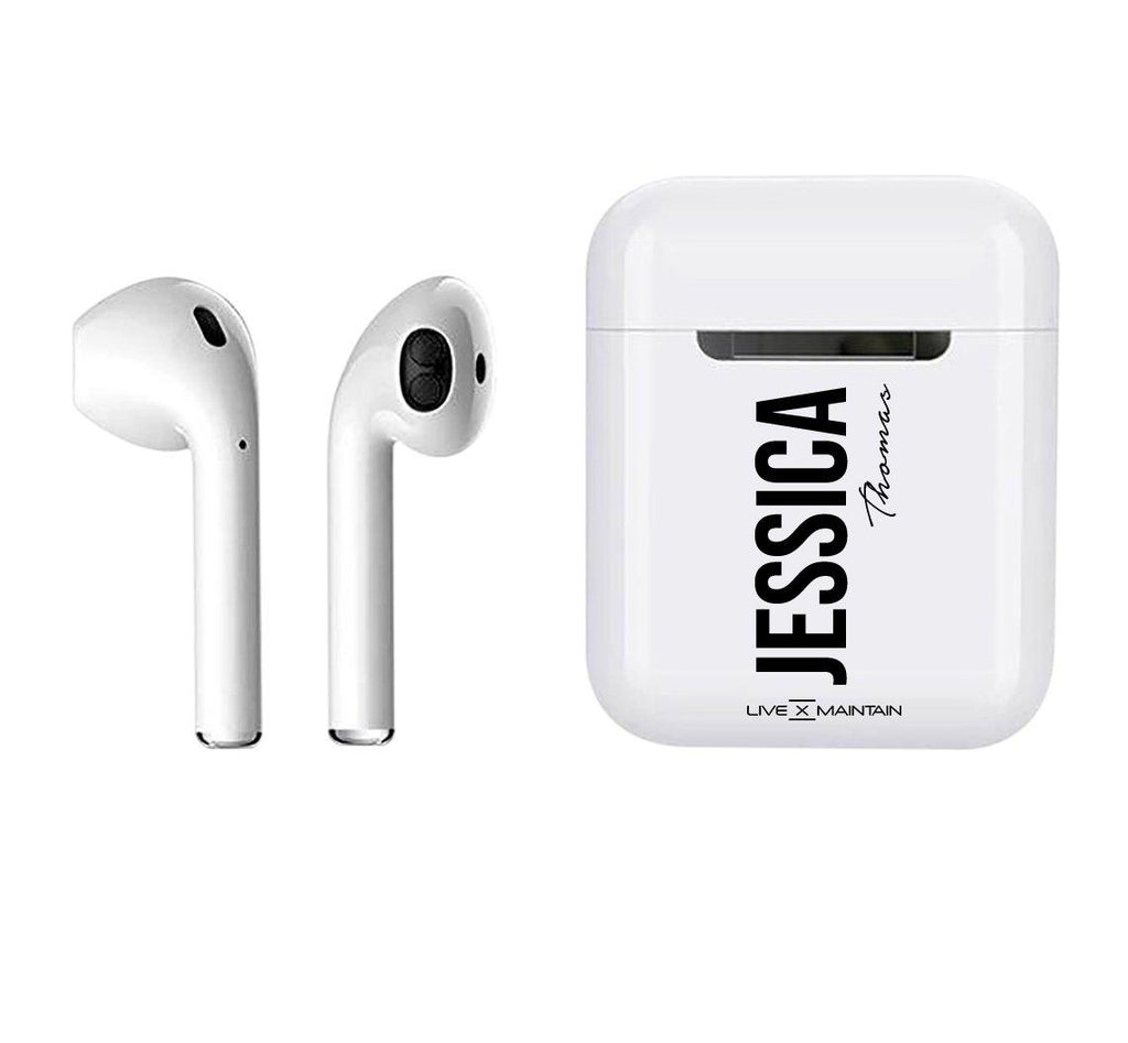 Personalised Bold Side Name Initial Smart Earbuds