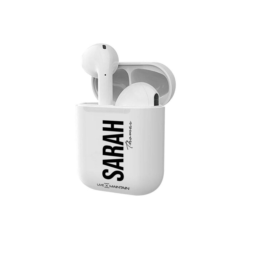 Personalised Bold Side Name Initial Smart Earbuds
