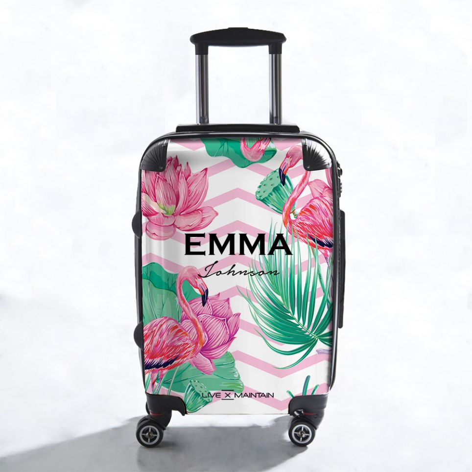 Personalised Flamingo Name Suitcase