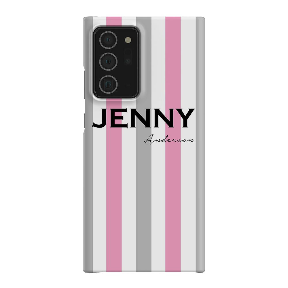 Personalised Pink x Grey Stripe Samsung Galaxy Note 20 Ultra Case
