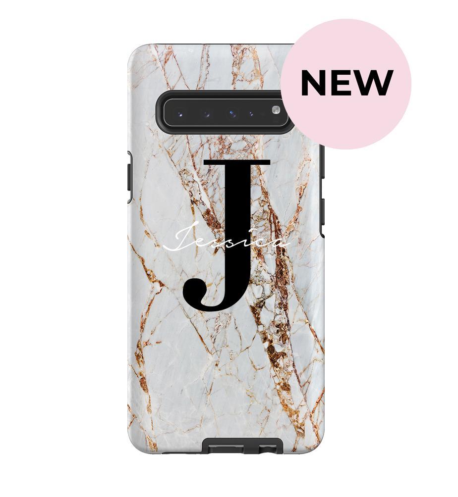 Personalised Cracked Marble Name Initials Samsung Galaxy S10 5G Case