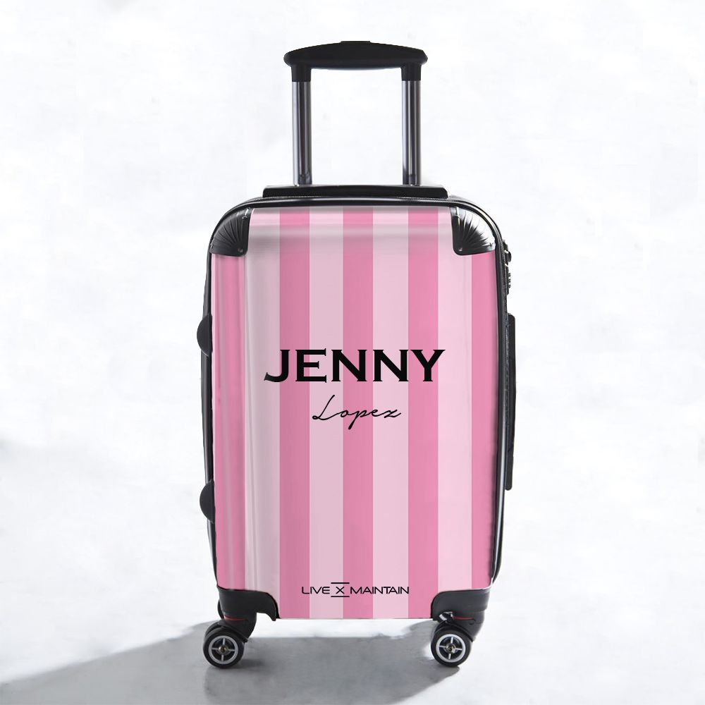 Personalised Pink Stripe Suitcase