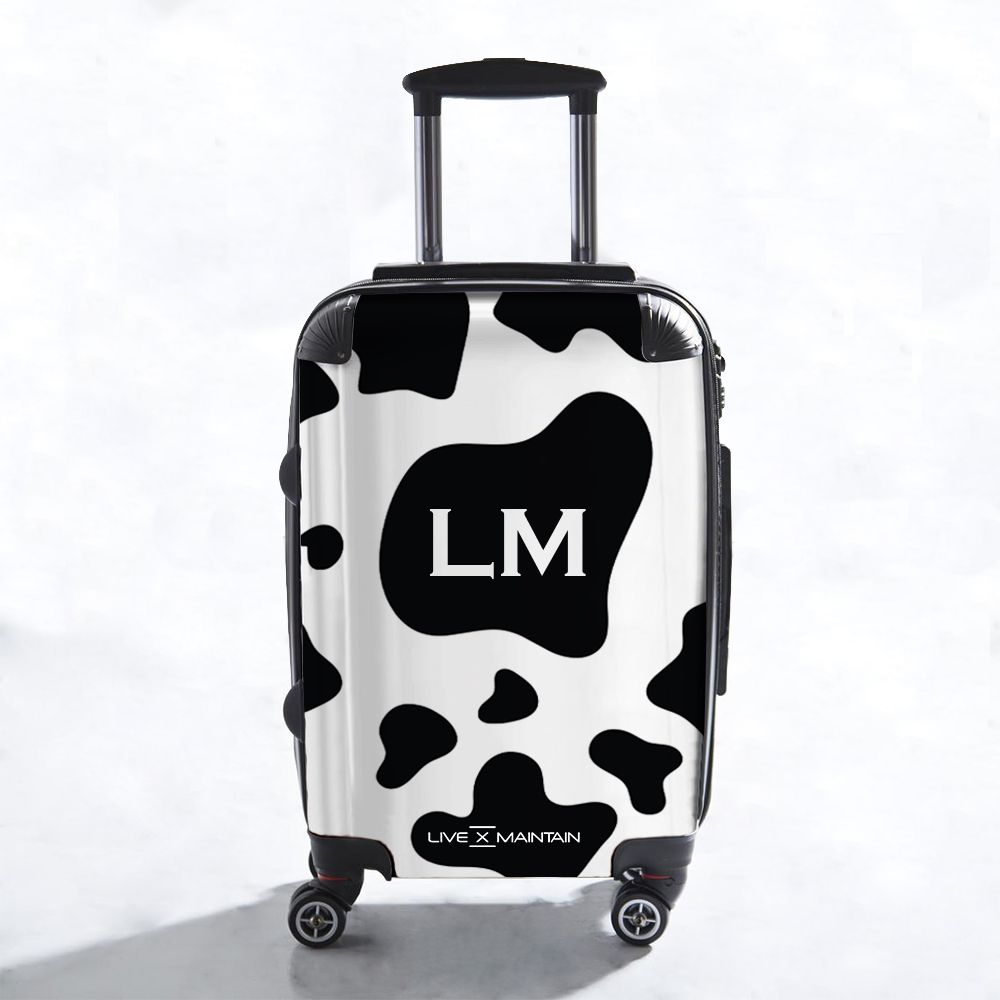 Personalised Cow Print Initials Suitcase
