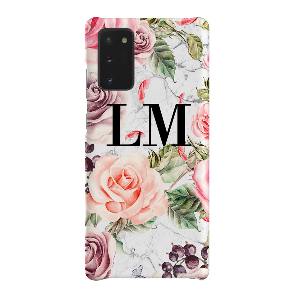 Personalised Watercolor Floral Initials Samsung Galaxy Note 20 Case