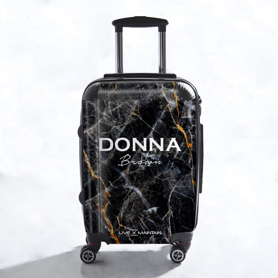 Personalised Midnight Marble Name Suitcase