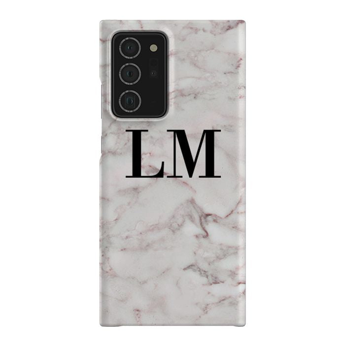 Personalised White Napoli Marble Initials Samsung Galaxy Note 20 Ultra Case