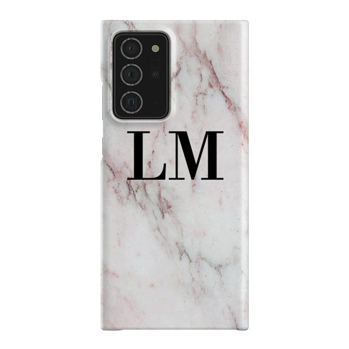 Personalised White Rosa Marble Initials Samsung Galaxy Note 20 Ultra Case