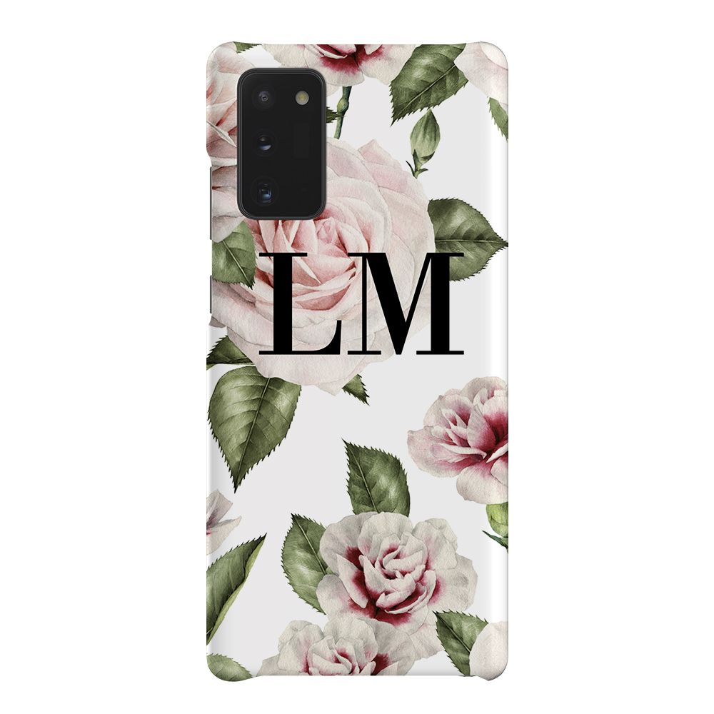 Personalised White Floral Rose Initials Samsung Galaxy Note 20 Case