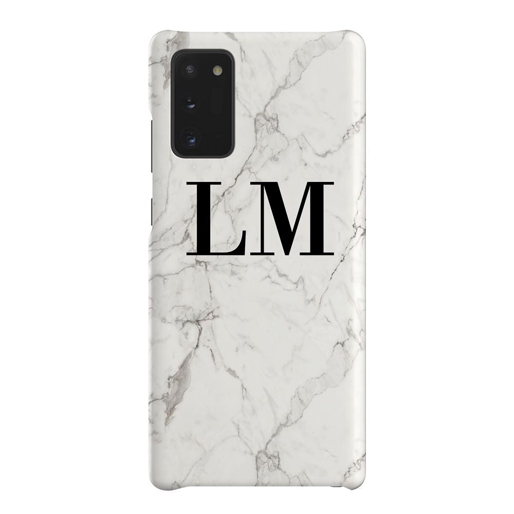 Personalised White Calacatta Marble Initials Samsung Galaxy Note 20 Case