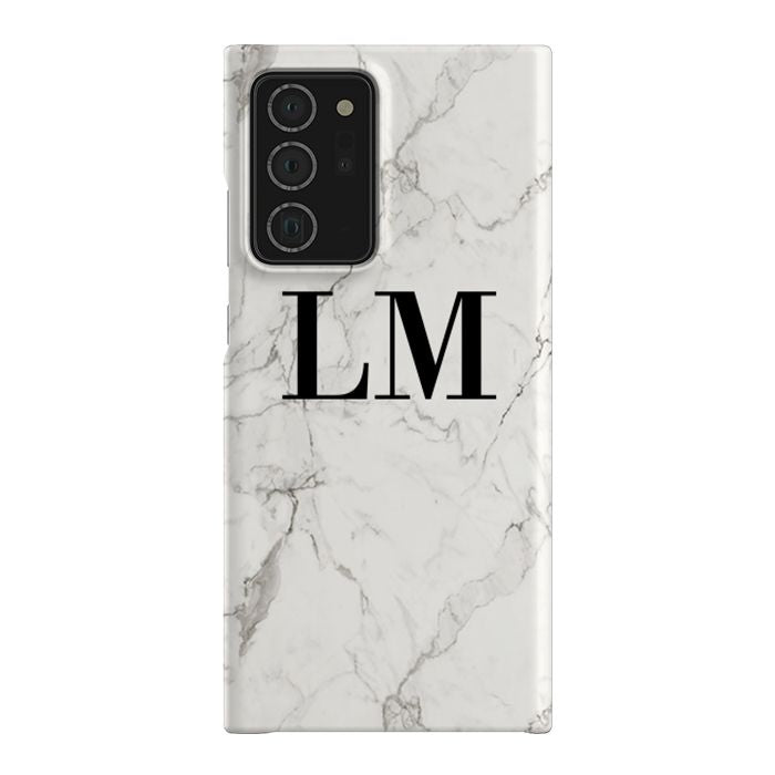 Personalised White Calacatta Marble Initials Samsung Galaxy Note 20 Ultra Case