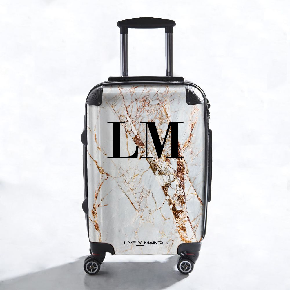 Personalised Cracked Marble Initials Suitcase