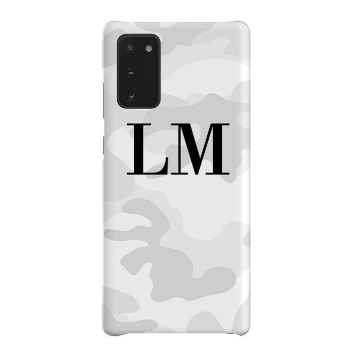 Personalised White Camouflage Initials Samsung Galaxy Note 20 Case
