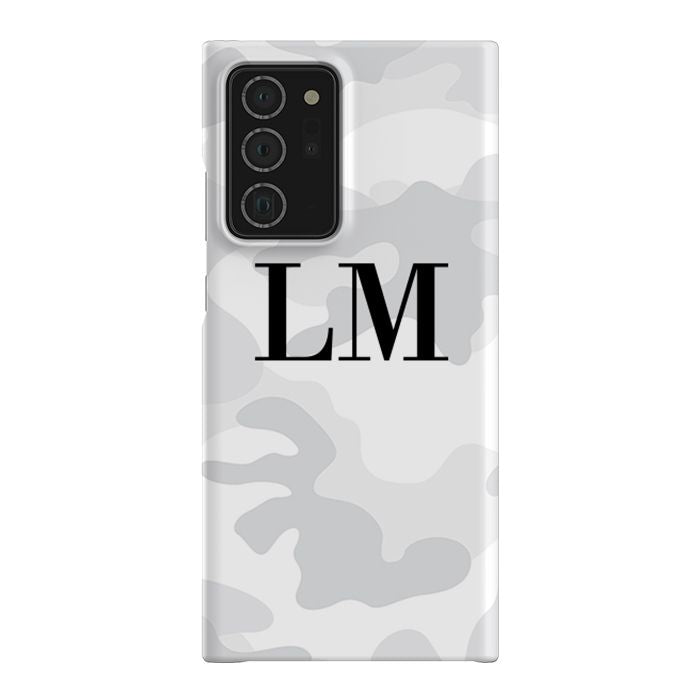 Personalised White Camouflage Initials Samsung Galaxy Note 20 Ultra Case