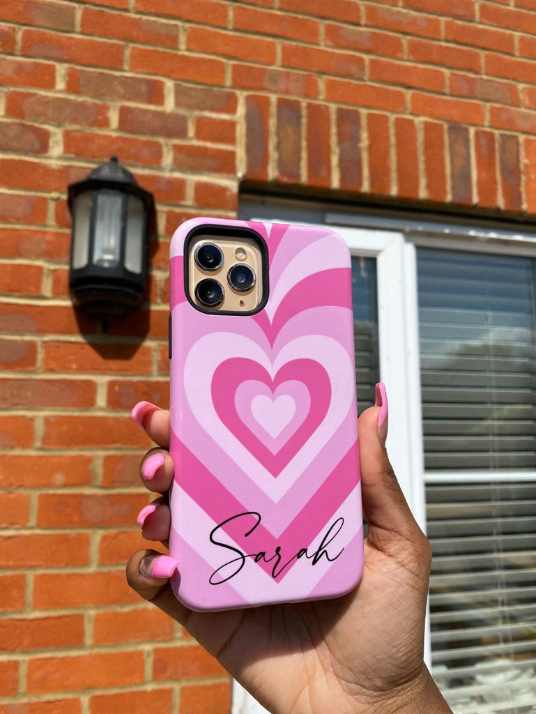 Personalised Pink Heart Latte iPhone 14 Plus Case