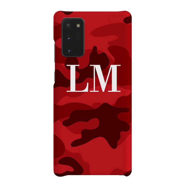 Personalised Red Camouflage Initials Samsung Galaxy Note 20 Case