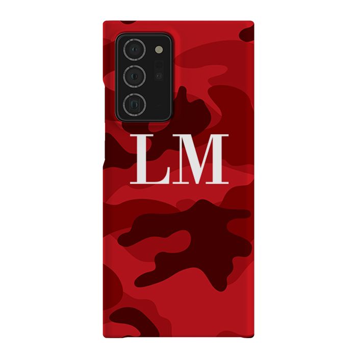Personalised Red Camouflage Initials Samsung Galaxy Note 20 Ultra Case