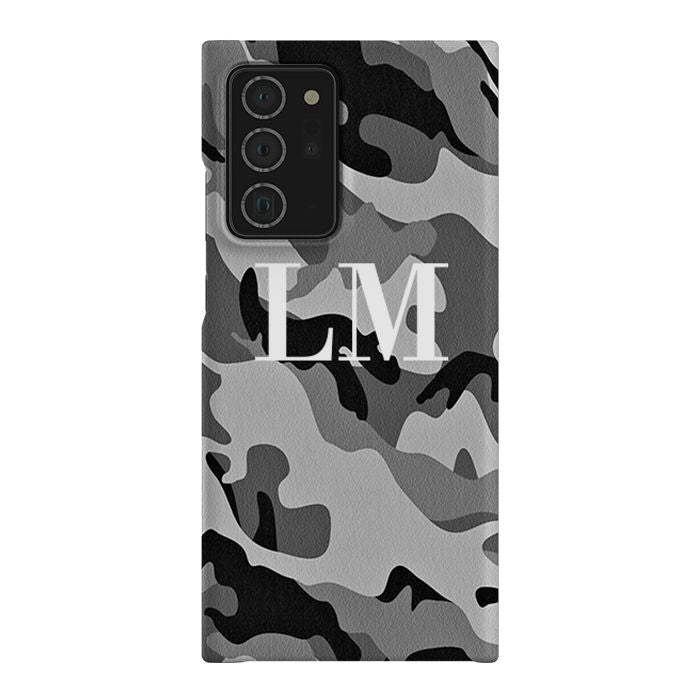 Personalised Grey Camouflage Initials Samsung Galaxy Note 20 Ultra Case